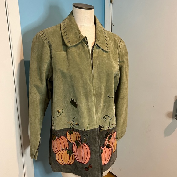 Quacker Factory size large pumpkin jacket suede leather jacket - Picture 5 of 9